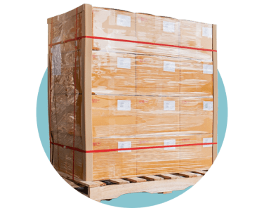 مواد منصة العرض معبأة للشحن.